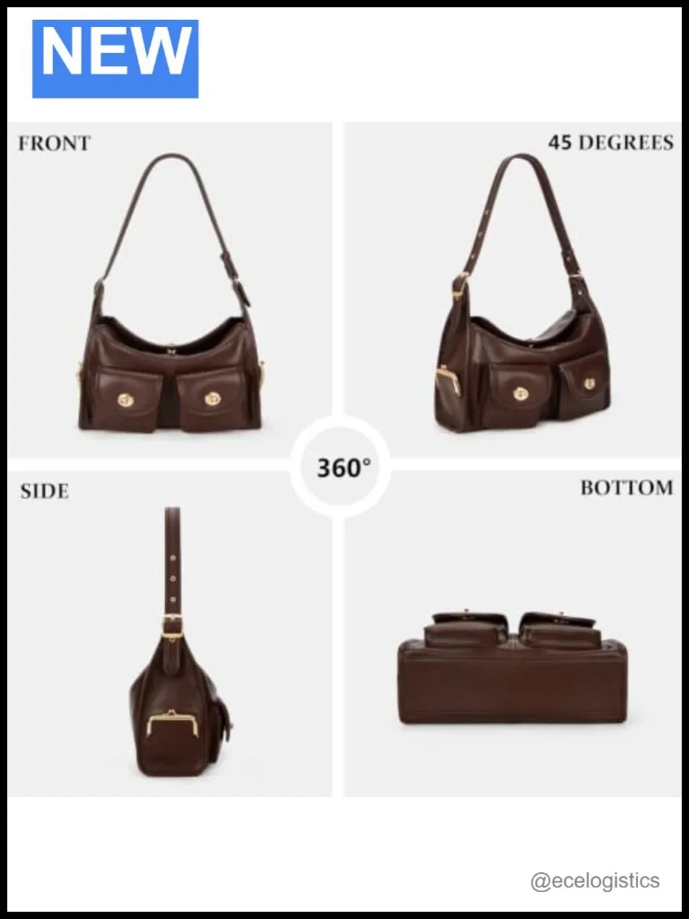 Vintage Turn Lock Hobo Bag Multi-Pocket Shoulder Tote Purse for Women
